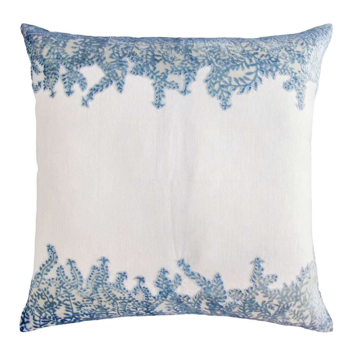 Azul Ferns Velvet Appliqué Square Pillow by Kevin O&#39;Brien Studio | Fig Linens