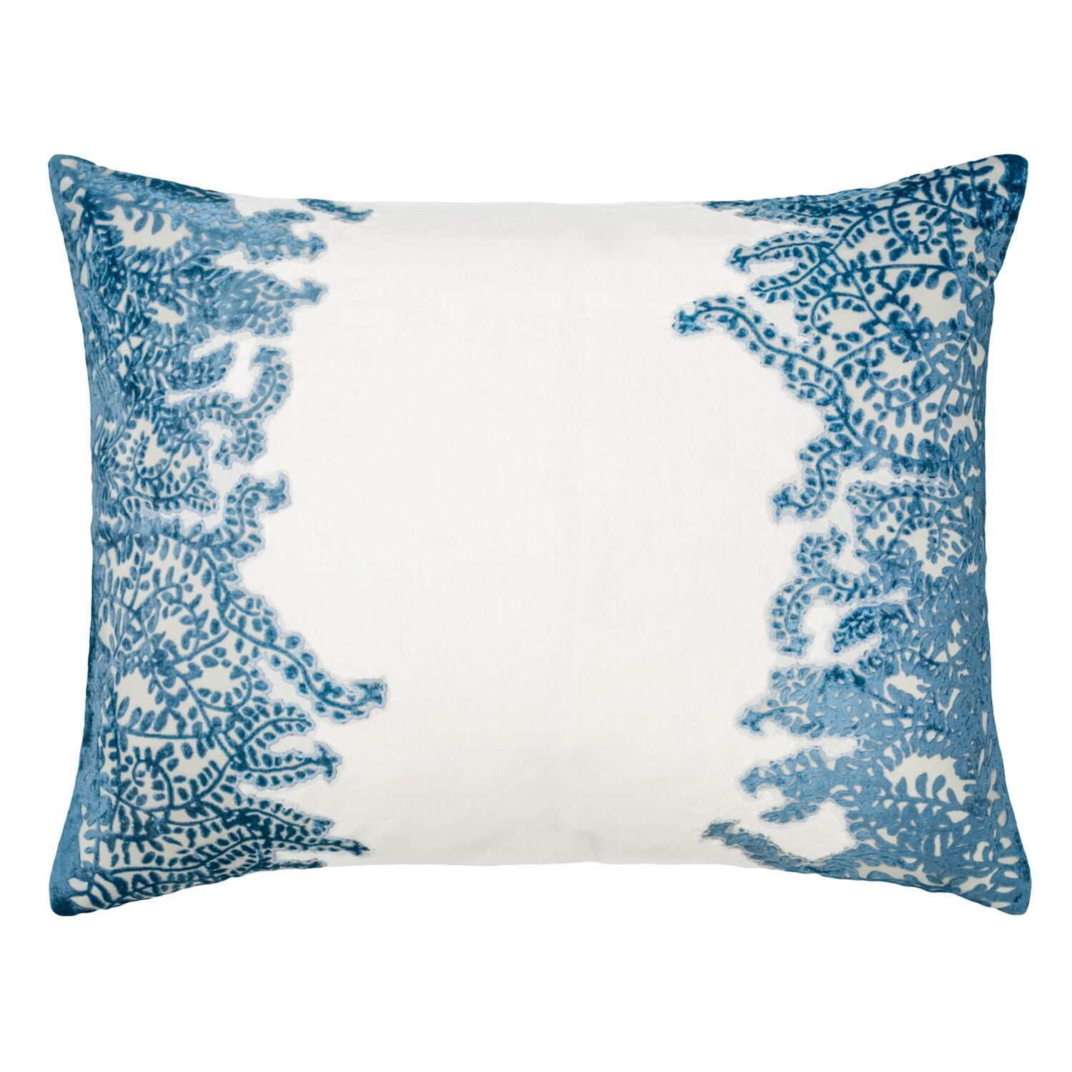 Azul Ferns Velvet Appliqué Square Pillow by Kevin O'Brien Studio | Fig Linens