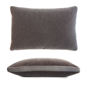 Fig Linens - Gray & Nickel Mohair Tuxedo Pillow by Kevin O'Brien Studio 