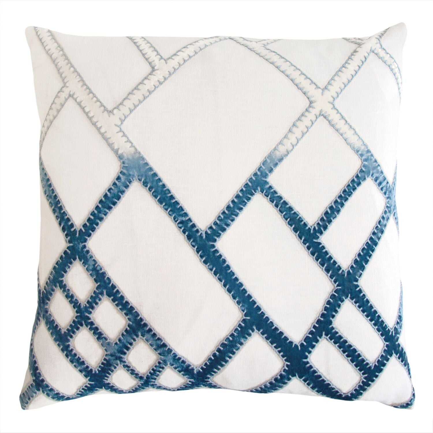 Azul Net Velvet Appliqué Pillow by Kevin O'Brien Studio | Fig Linens 