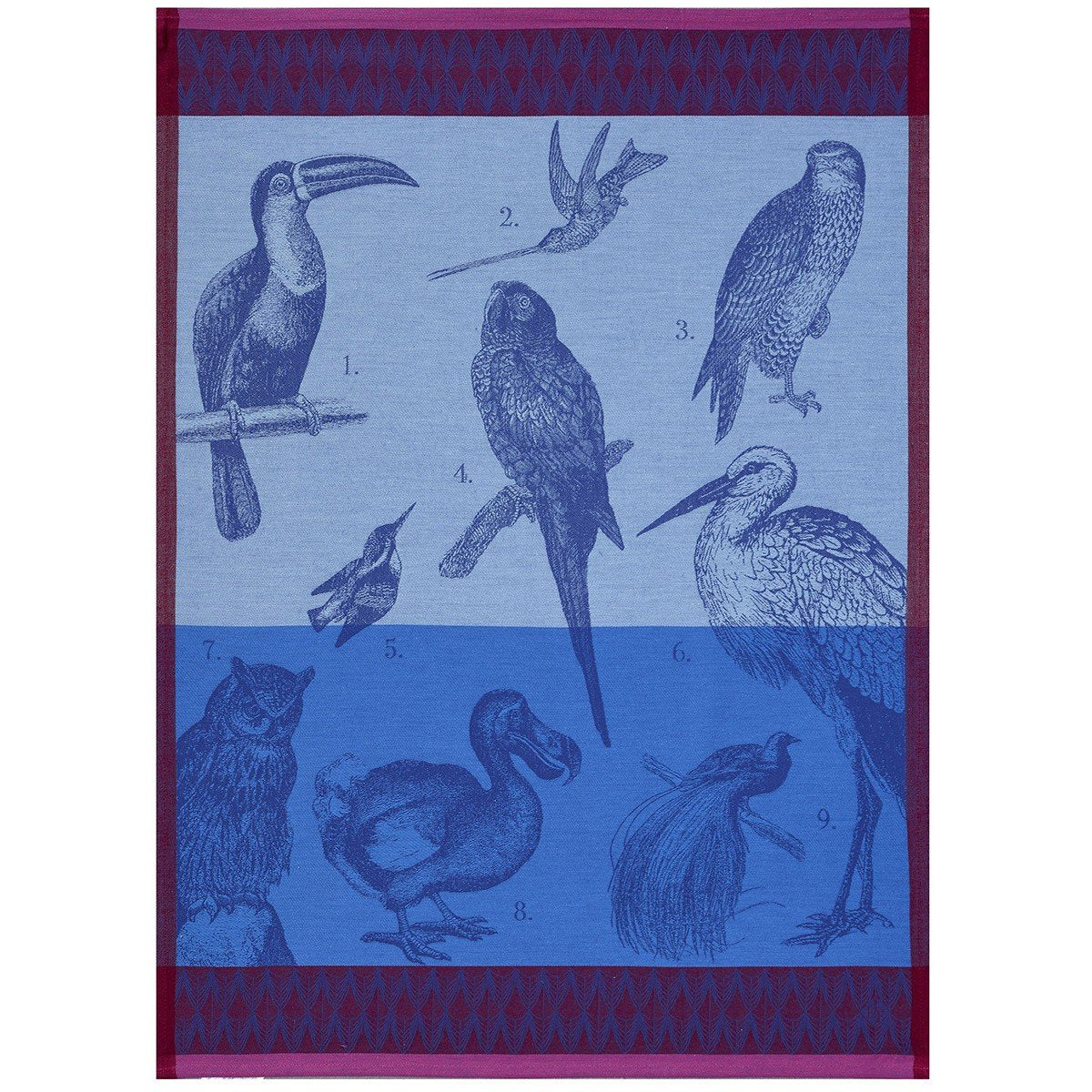 Le Jacquard Francais - Planche Animal Volier Azure Tea Towels | Fig Linens 
