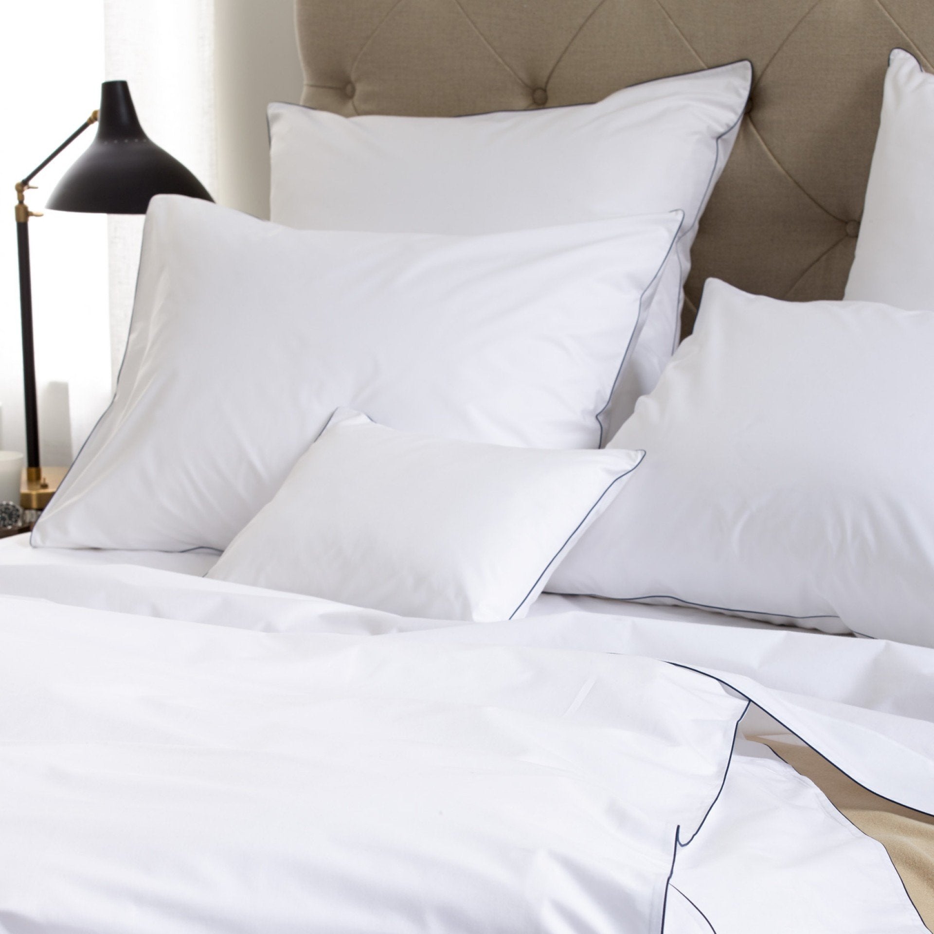 Matouk Luxury Bedding - Bryant Navy Duvet, sheets, shams - Fig Linens