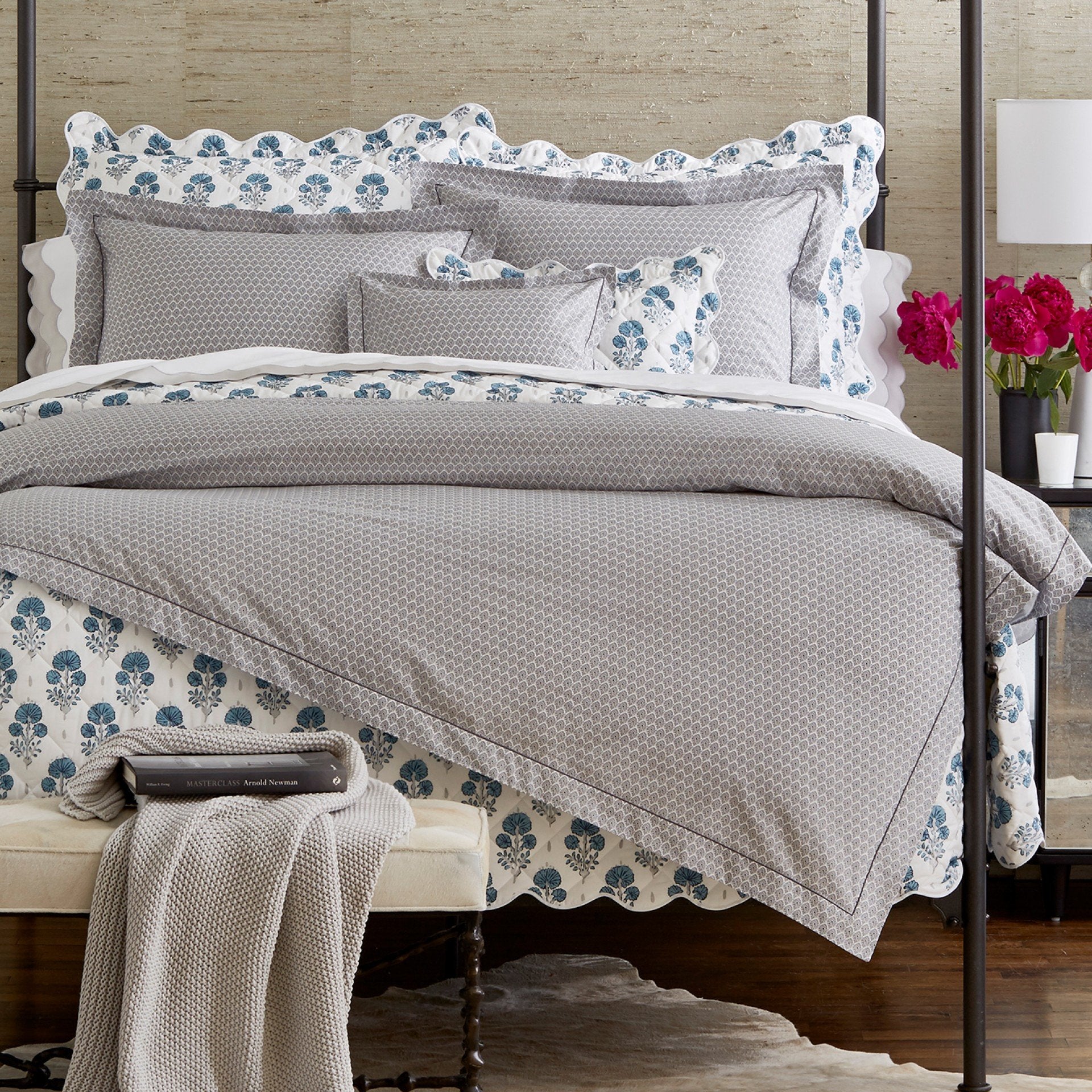 Joplin Bedding by Lulu DK Matouk - Duvets, Quilts, Shams, Sheets -  Mineral blue