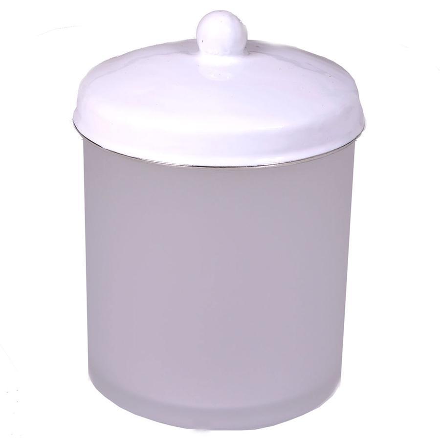 Fig Linens - Mike + Ally White Enamel Bathroom Accessories - Round Container