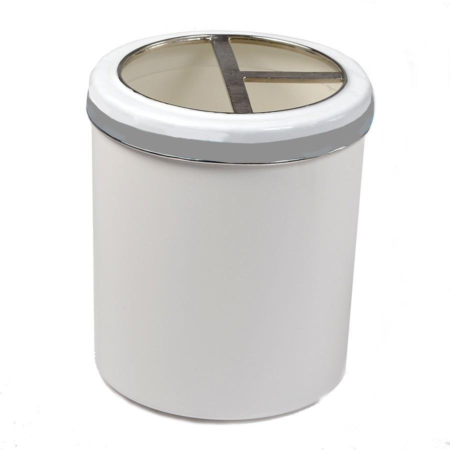 Fig Linens - Mike and Ally Regatta White and Gray Toothbrush Holder