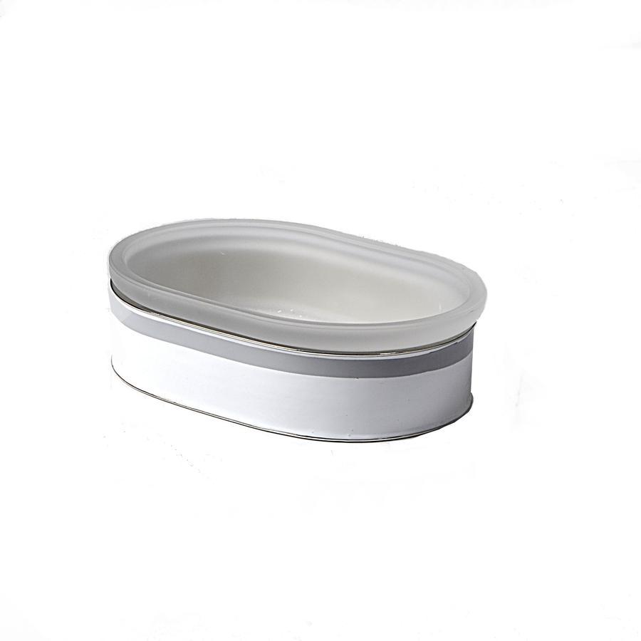 Fig Linens - Mike and Ally Regatta White and Gray Soap Dish