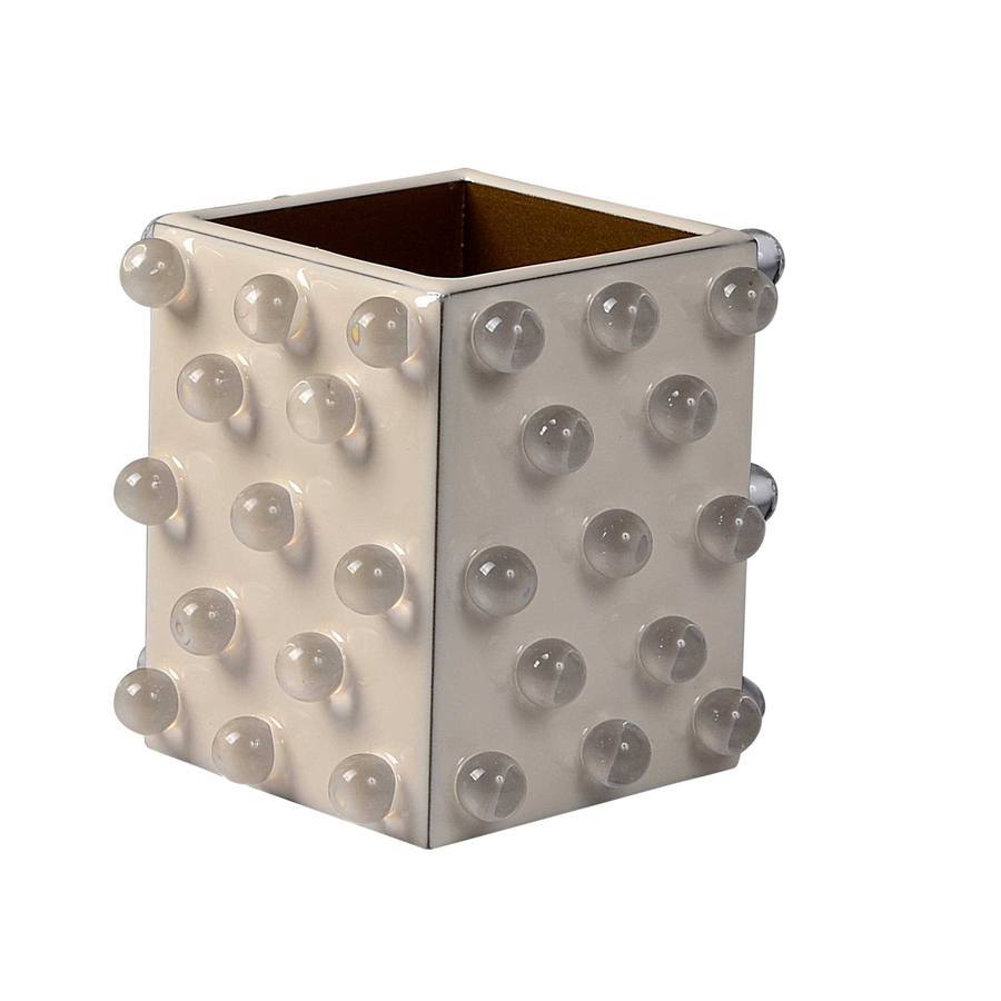 Roxy Ecru & Gold Brush Holder by Mike + Ally | Fig Linens 