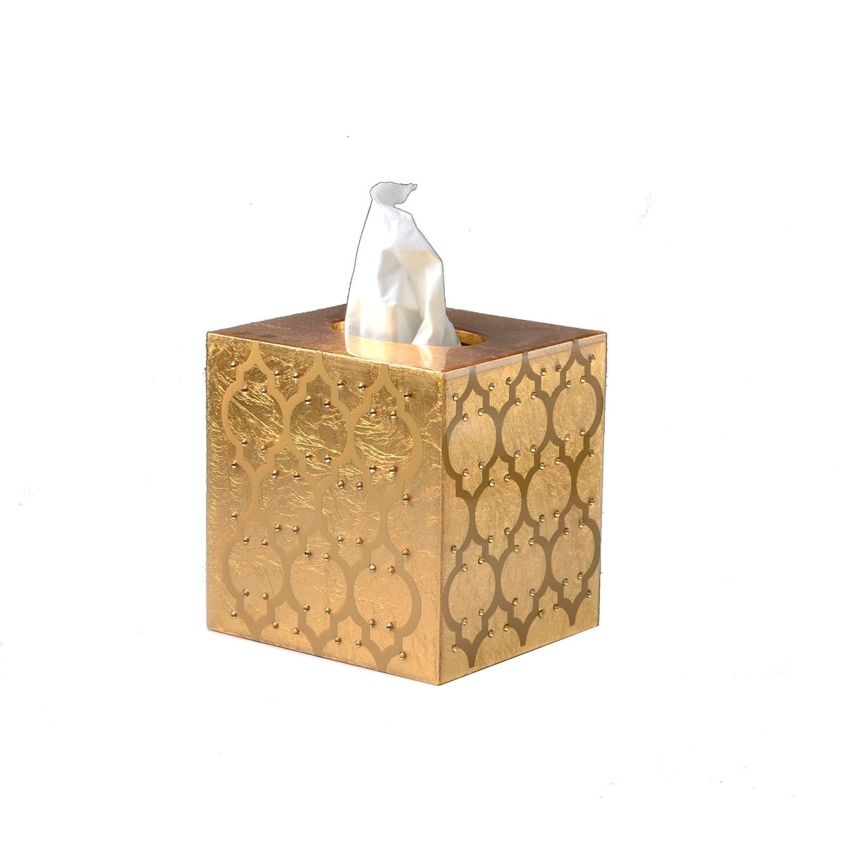 Tissue Cover - Mike + Ally Arabesque Gold Wastebasket - Luxury Bathroom Accessories