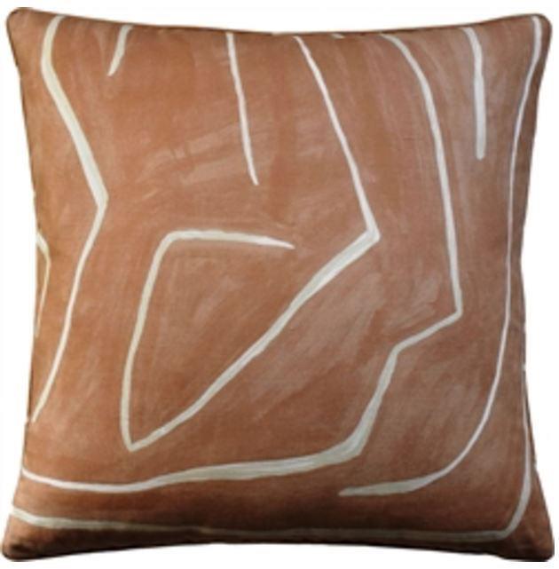 Graffito Salmon and Cream Pillow by Ryan Studio | Fig Linens