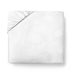 Giza 45 White Jacquard Luxury Fitted Sheets by Sferra | Fig Linens