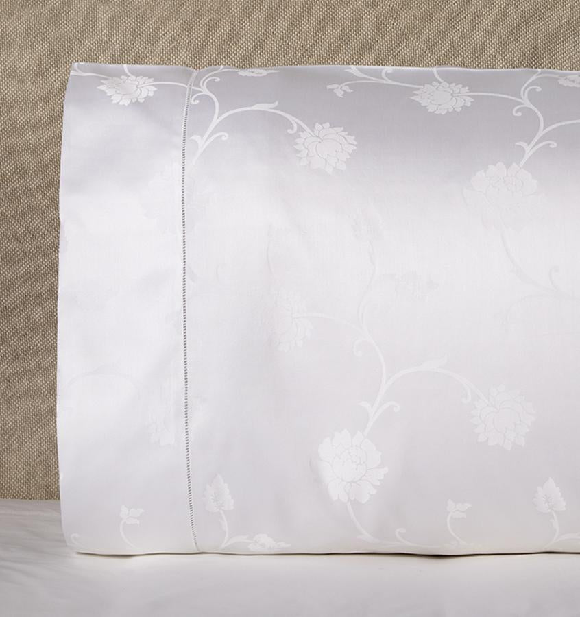 Giza 45 White Jacquard Luxury Sheets and cases by Sferra | Fig Linens