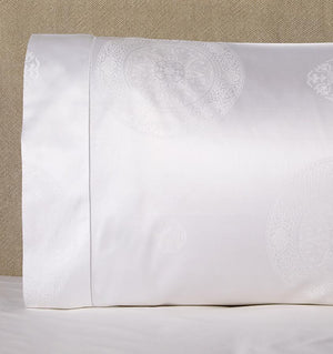 White Giza 45 Medallion Pillowcases  by Sferra | Fig Linens
