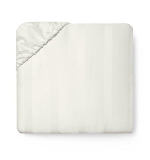 Ivory Giza 45 Stripe Sateen Fitted Sheet by Sferra | Fig Linens 