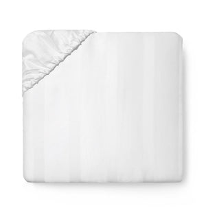 White Giza 45 Stripe Sateen Fitted Sheet by Sferra | Fig Linens