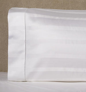 White Giza 45 Stripe Sateen Pillowcase by Sferra | Fig Linens