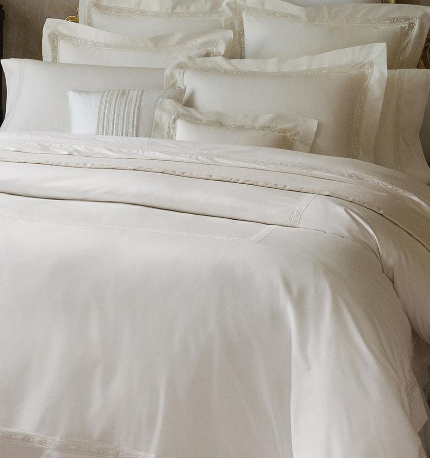 White Giza 45 Lace Luxury Bedding by Sferra | Fig Linens