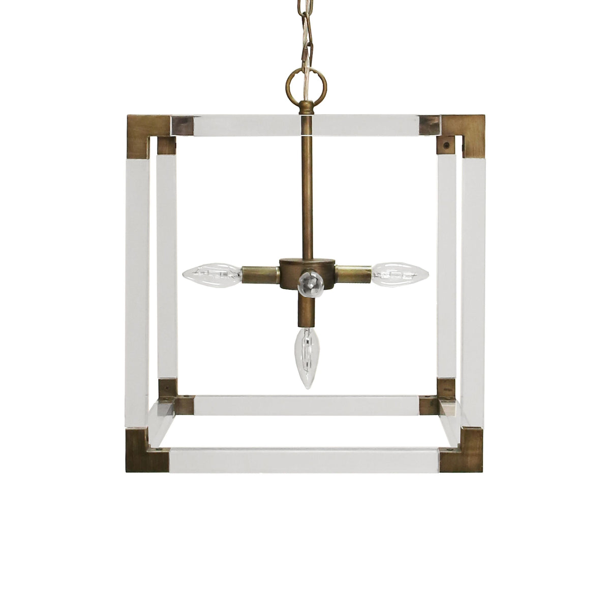 Eli Acrylic &amp; Bronze Square Chandelier by Worlds Away | Fig Linens