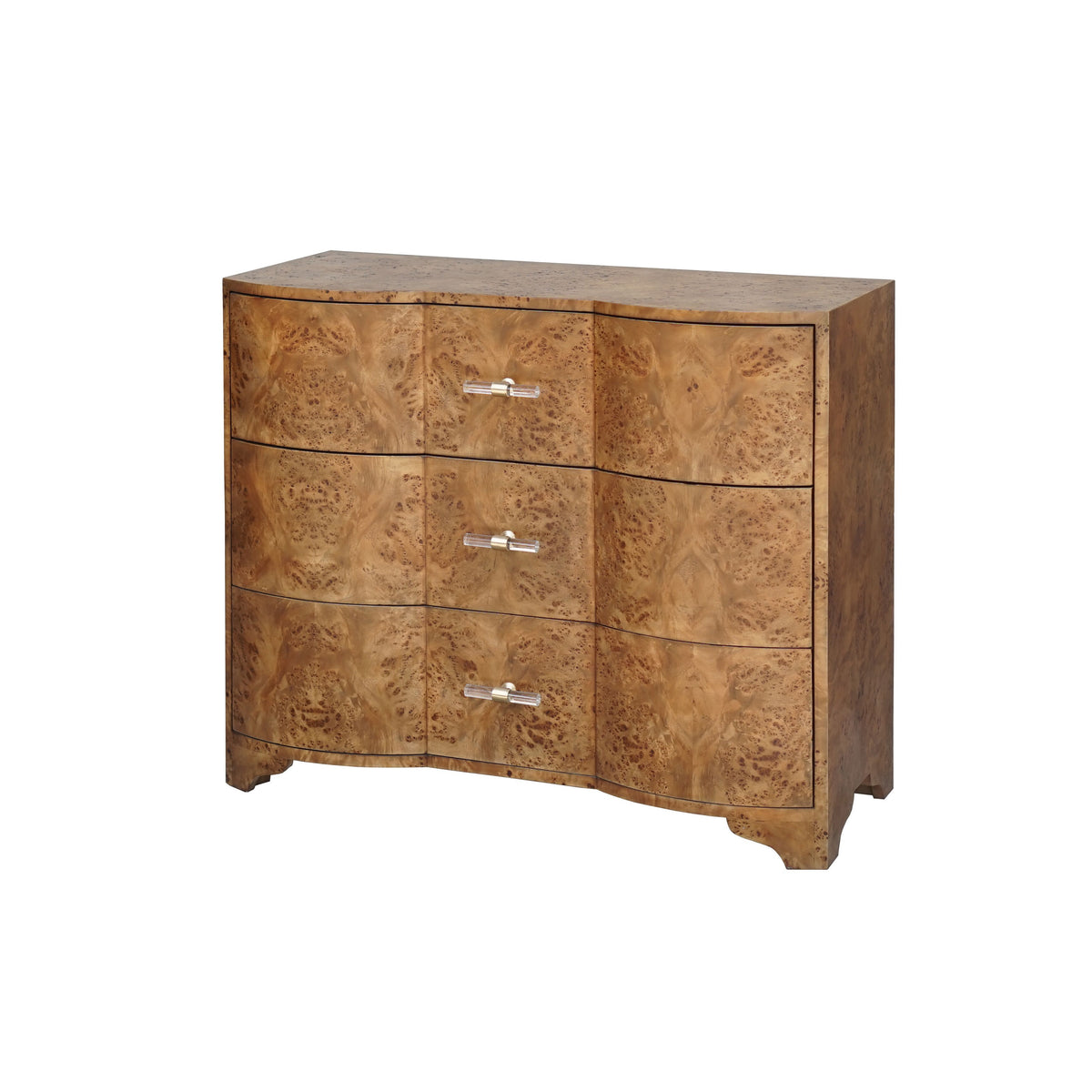 Dark Burl Wood 3 Drawer Chest by Worlds Away | Fig Linens and Home