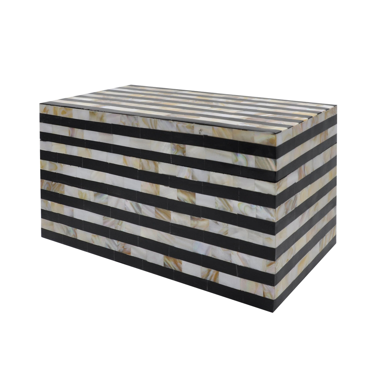 Fig Linens - Gigi Black Resin &amp; Mother of Pearl Decorative Box by Worlds Away
