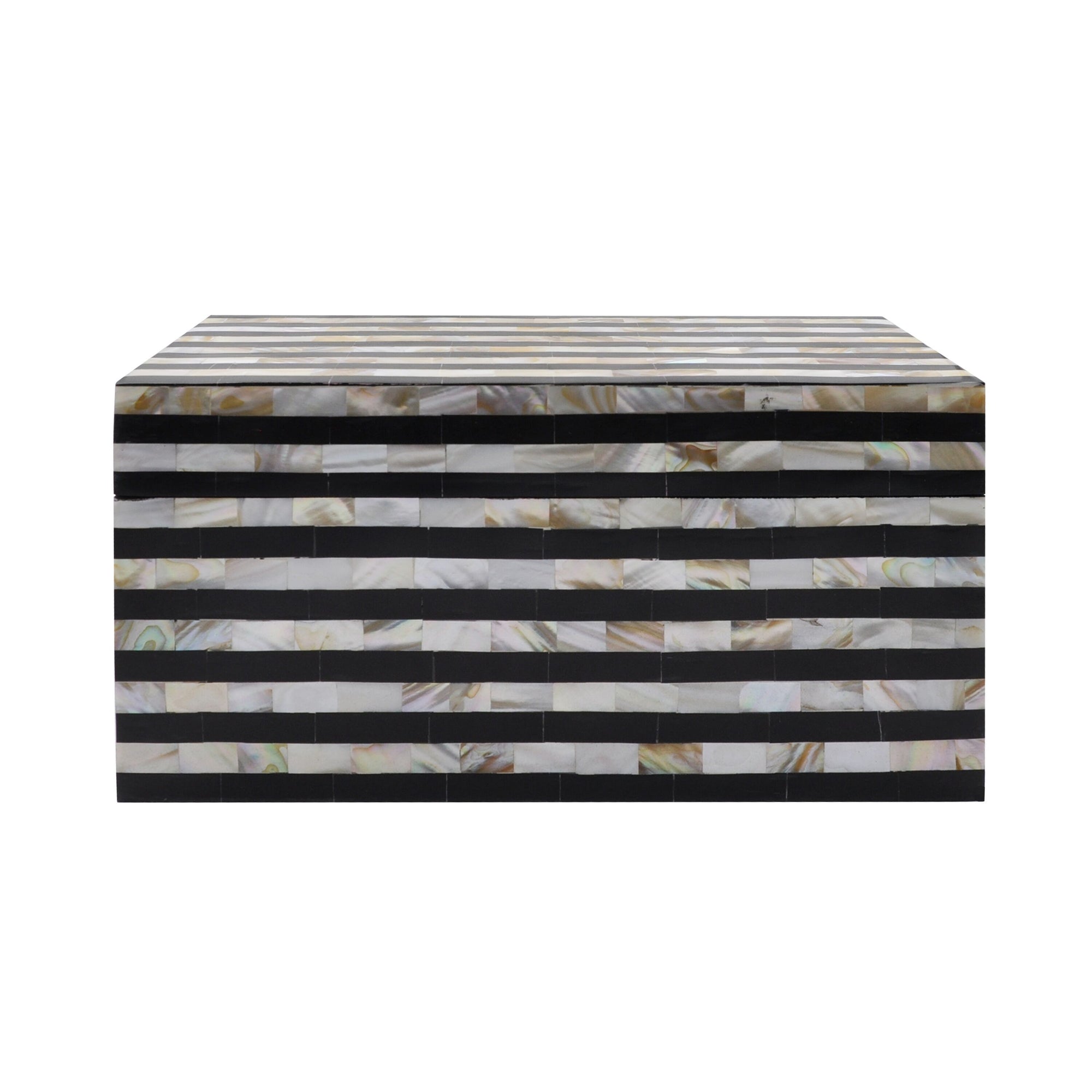 Fig Linens - Gigi Black Resin & Mother of Pearl Decorative Box by Worlds Away