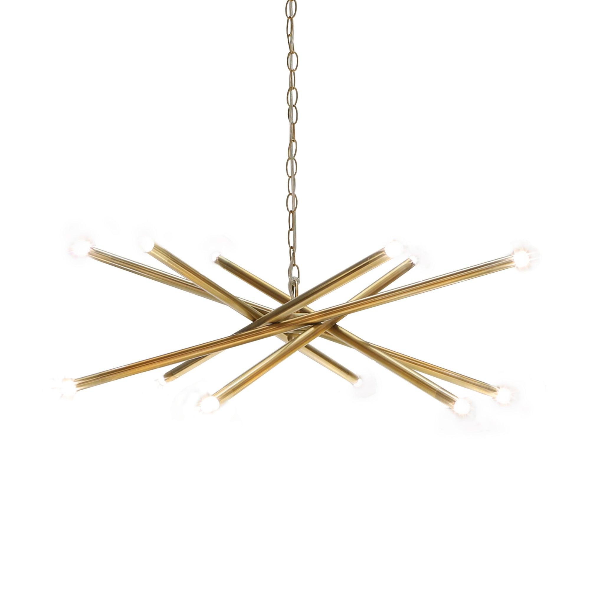 Fig Linens - Antique Brass Contemporary Chandelier by Worlds Away - Lit