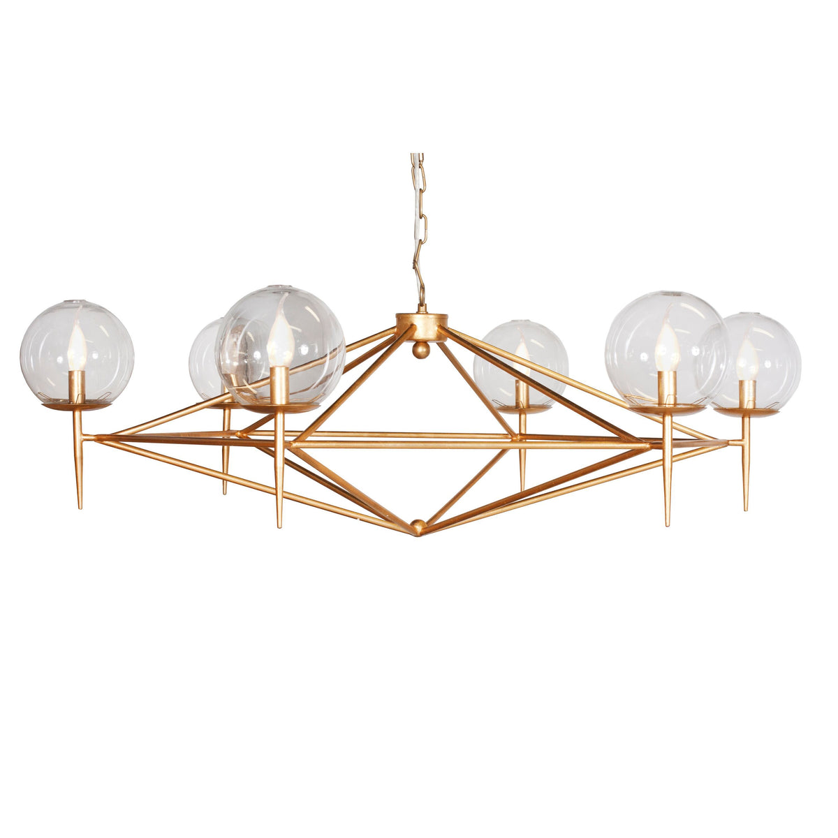 Gold 6 Arm Chandelier by Worlds Away | Fig Linens and Home