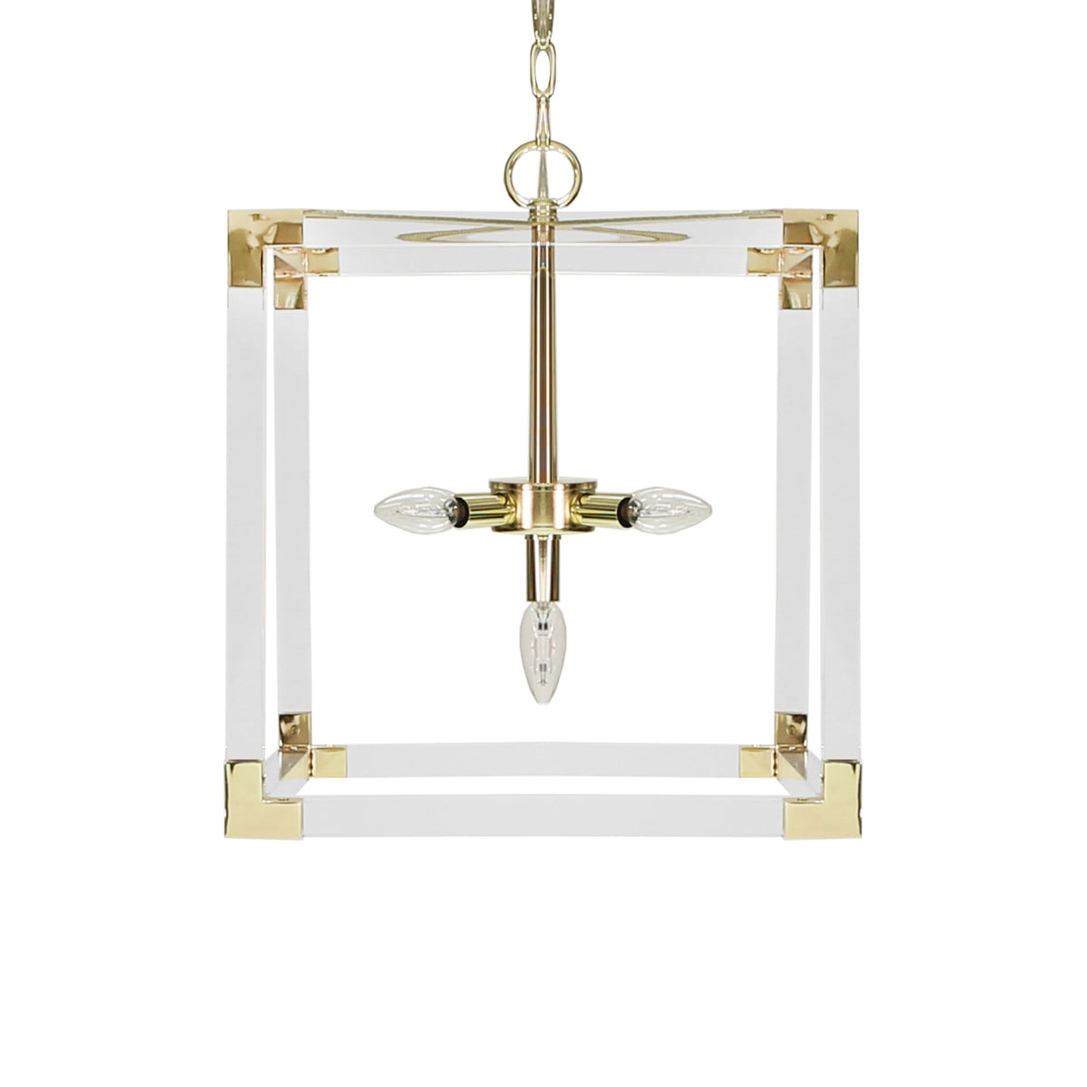 Eli Acrylic &amp; Brass Square Pendant by Worlds Away | Fig Linens