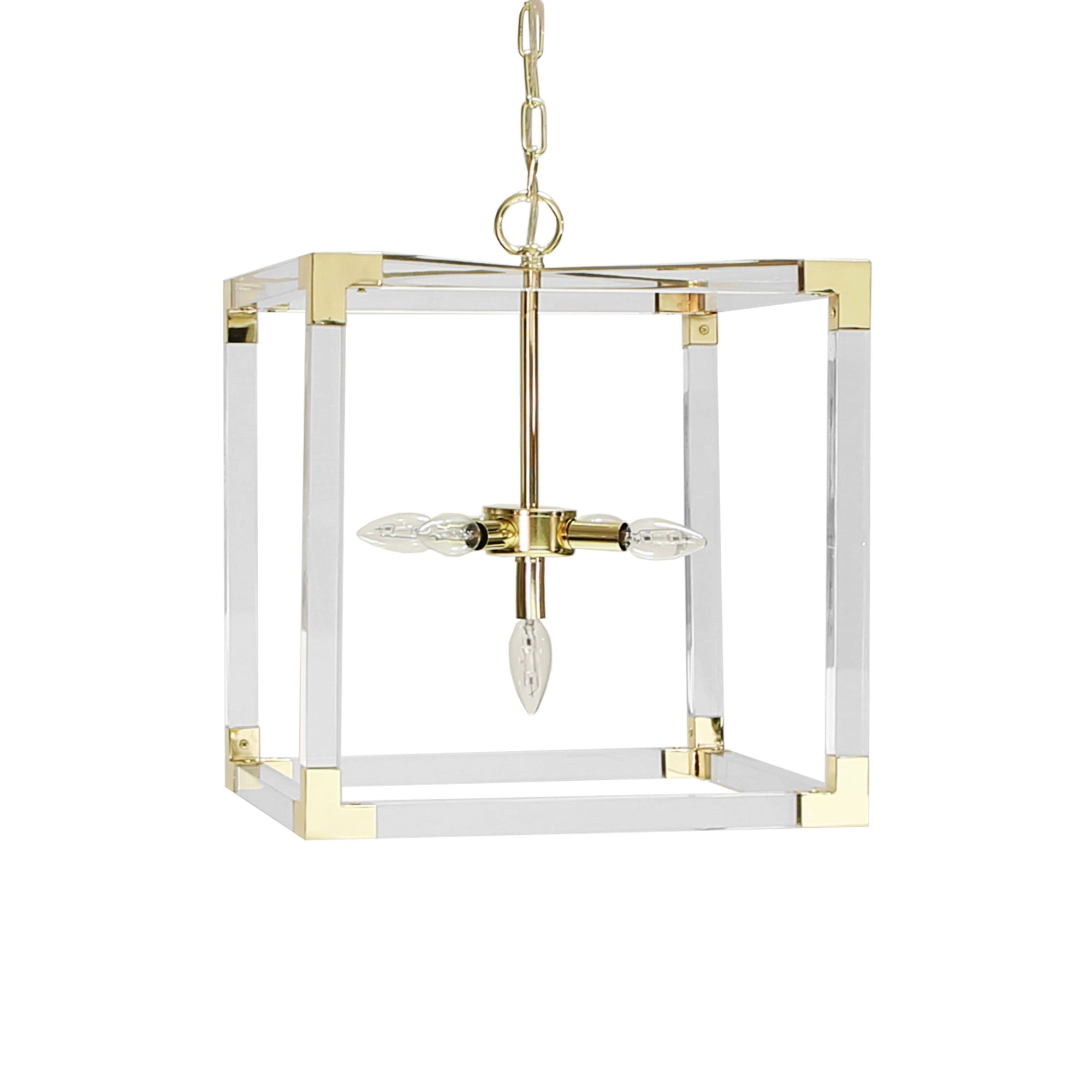 Eli Acrylic & Brass Square Pendant by Worlds Away | Fig Linens