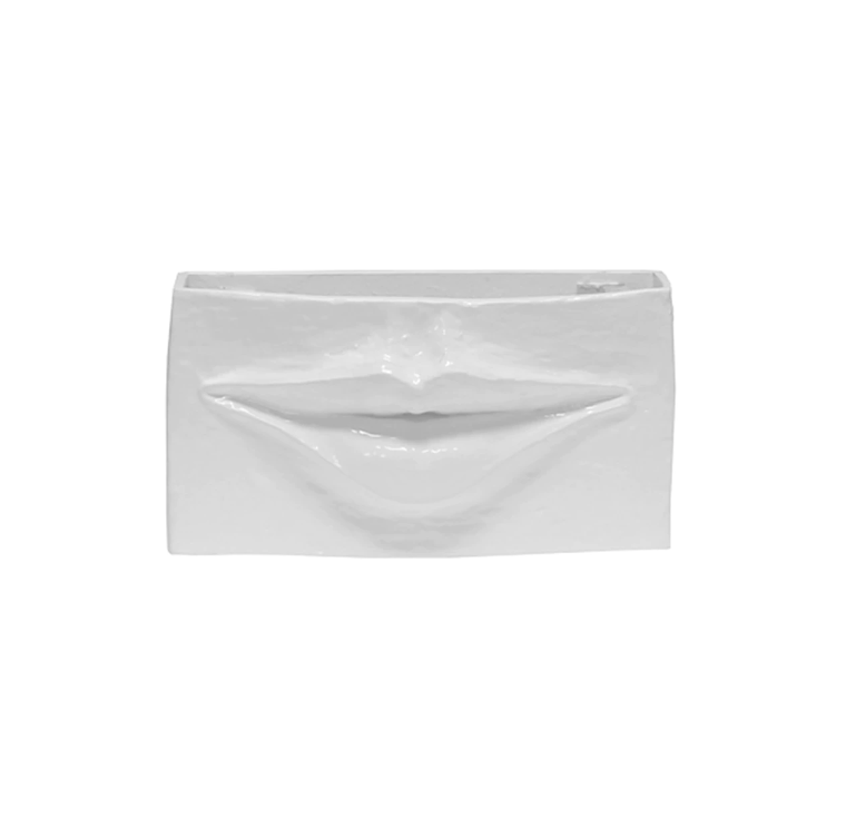 Lips White Decorative Container by Worlds Away | Fig Linens