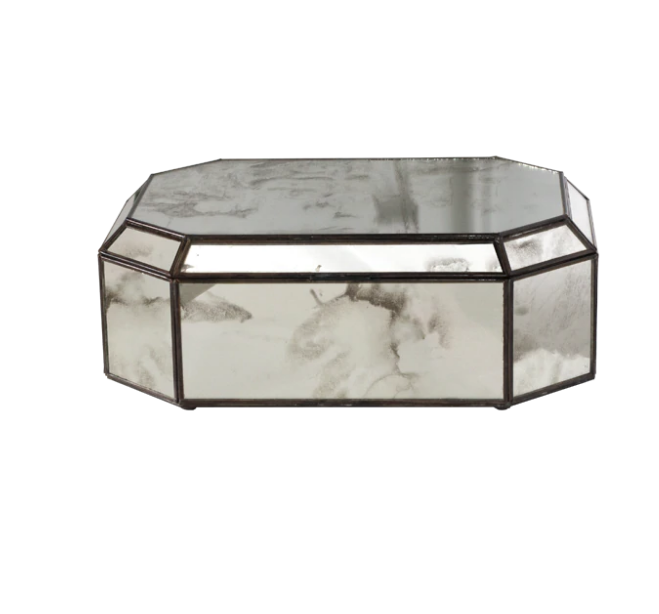 Octagonal Antique Mirror Decorative Box by Worlds Away | Fig Linens 
