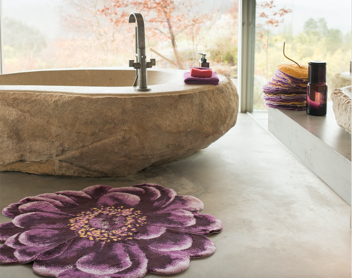 Fiore Rug by Abyss and Habidecor - Floral Bathroom Floor Rugs - Fig Linens