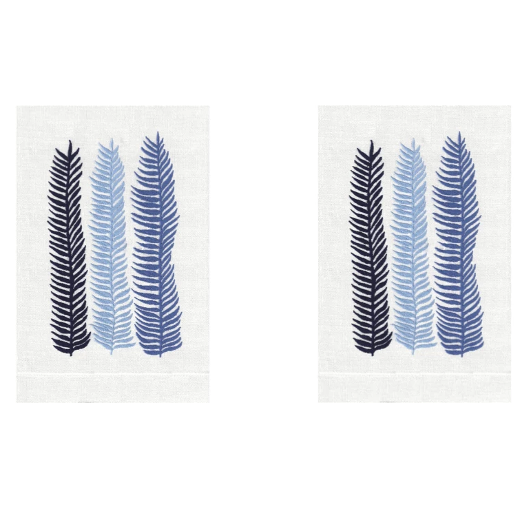 Cobalt Kelp Linen Guest Towels (Set of 2) | Fig Linens and Home