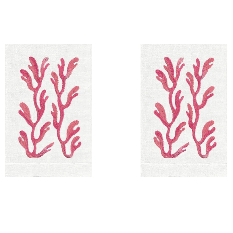 Coral Linen Guest Towels (Set of 2) | Fig Linens and Home