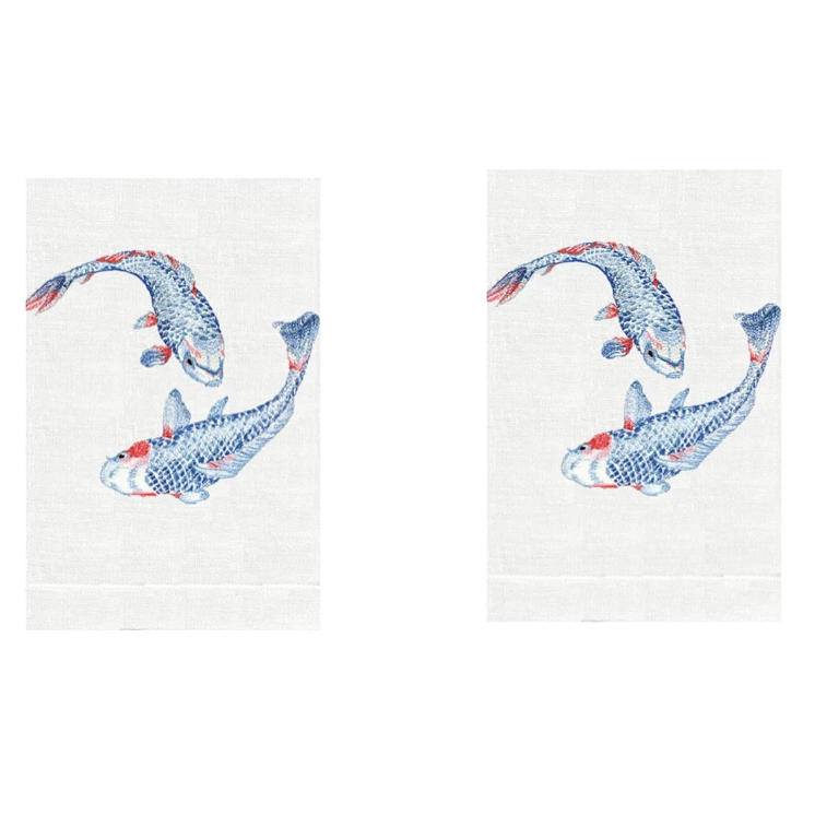 Koi Fish Linen Guest Towels (Set of 2) | Fig Linens and Home