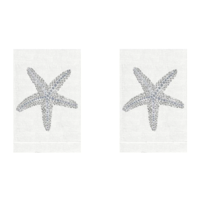 Silver Starfish Linen Guest Towels (Set of 2) | Fig Linens and Home