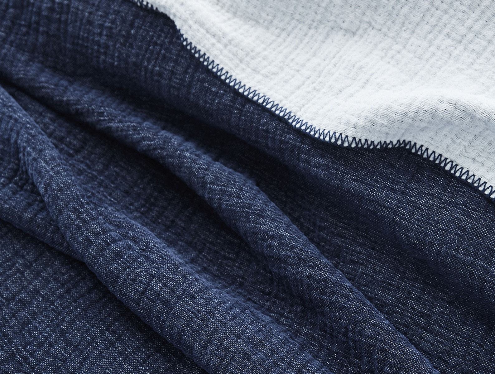 Fig Linens - Coyuchi Cozy Cotton Organic Blanket in Dark Blue Blue 