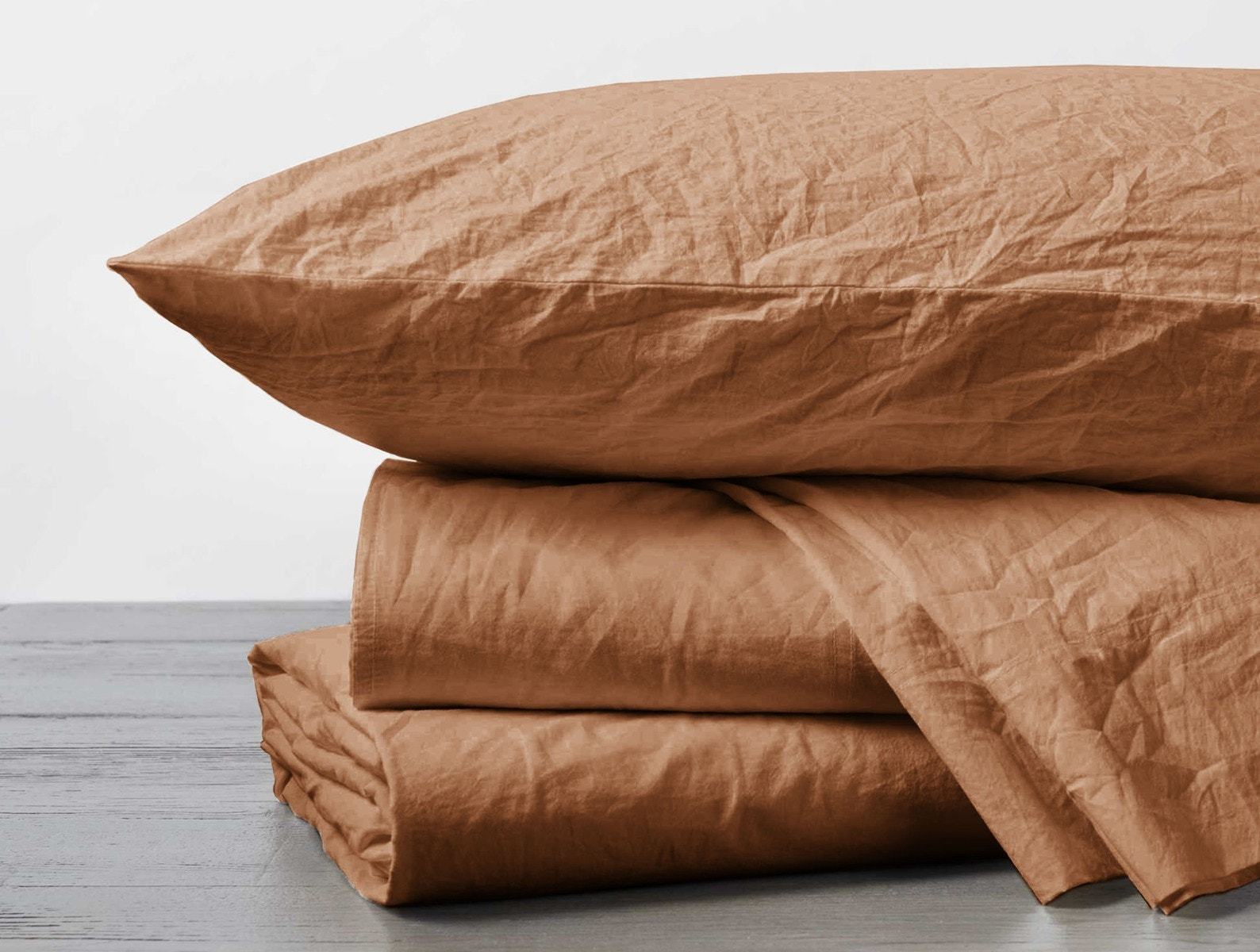 Ginger Organic Crinkled Percale Sheet Sets by Coyuchi | Fig Linens