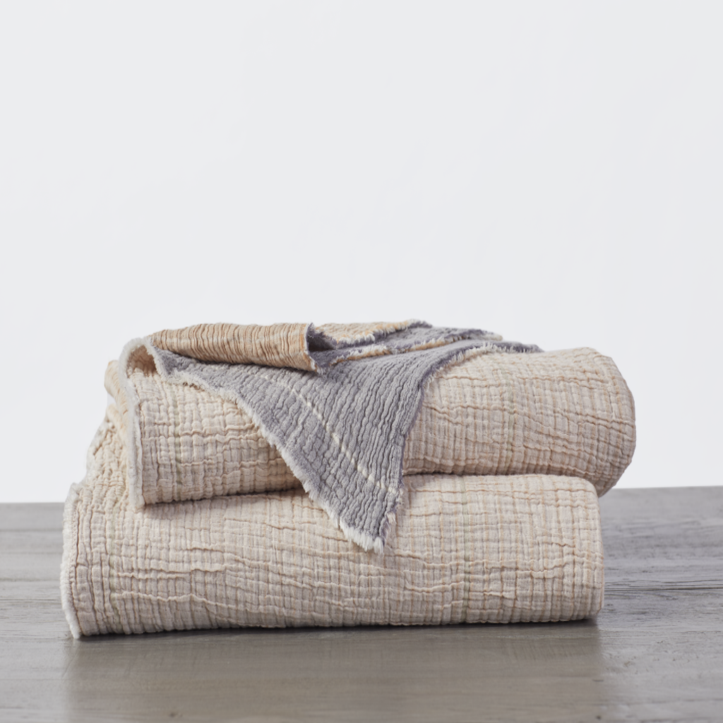 Coyuchi Organic Bedding - Topanga Warm Stripe Organic Blanket | Fig Linens