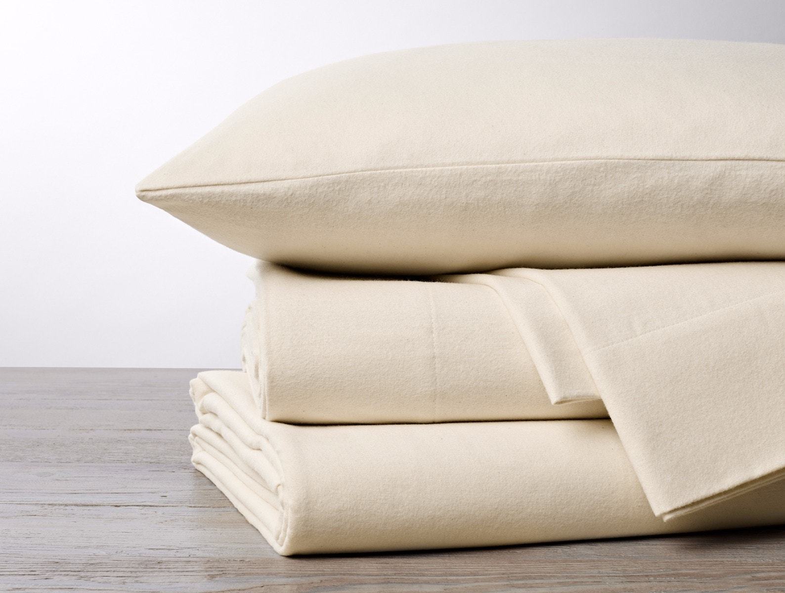 Fig Linens - Cloud Brushed Undyed Organic Cotton Flannel Sheet Sets by Coyuchi