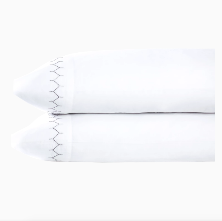 Fig Linens - Gray Stitched Pillowcases by John Robshaw