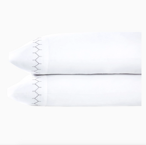 Fig Linens - Gray Stitched Pillowcases by John Robshaw