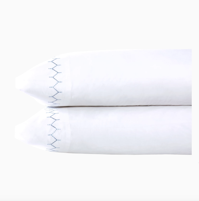 fig linens - john robshaw bedding - light indigo stitched pillowcases