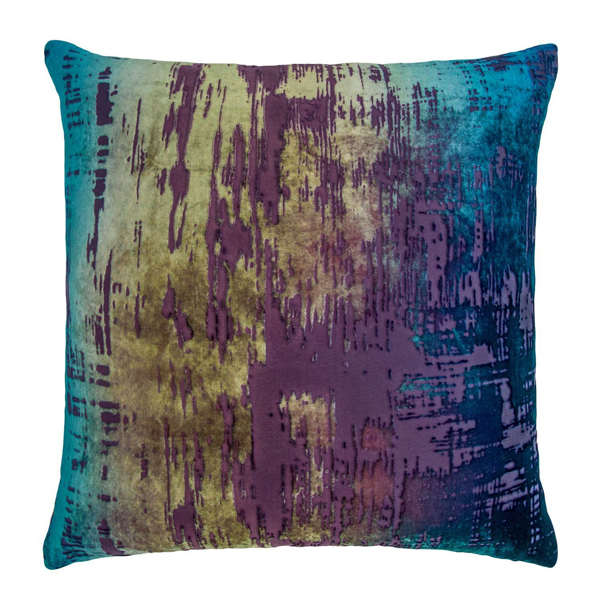 Fig Linens - Brush Stroke Peacock Velvet Pillows by Kevin O&#39;Brien Studio