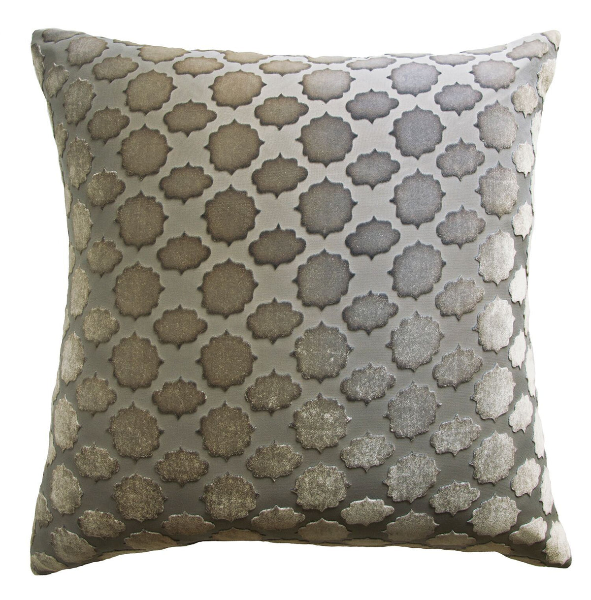 Fig Linens - Mod Fretwork Nickel Velvet Pillows by Kevin O&#39;Brien Studio