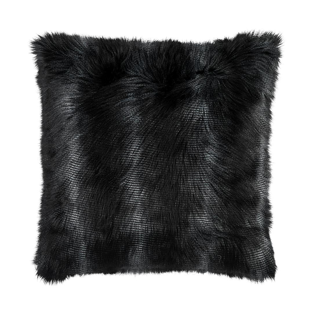 Large Black Faux Fur Euro Pillow by Lili Alessandra | Fig Linens and Home