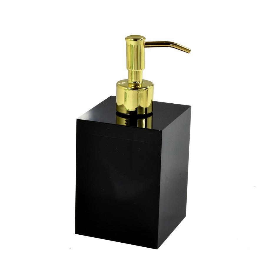 Fig Linens - Mike + Ally Black Ice Bathroom Accessories - Soap Pump with Gold