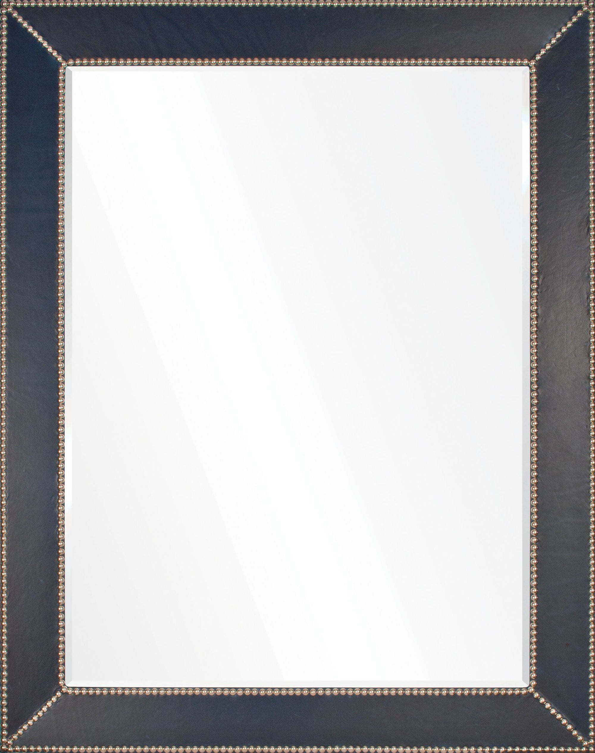 Navy Blue Leather Mirror with Silver Nail heads by Mirror Image Home - Fig Linens