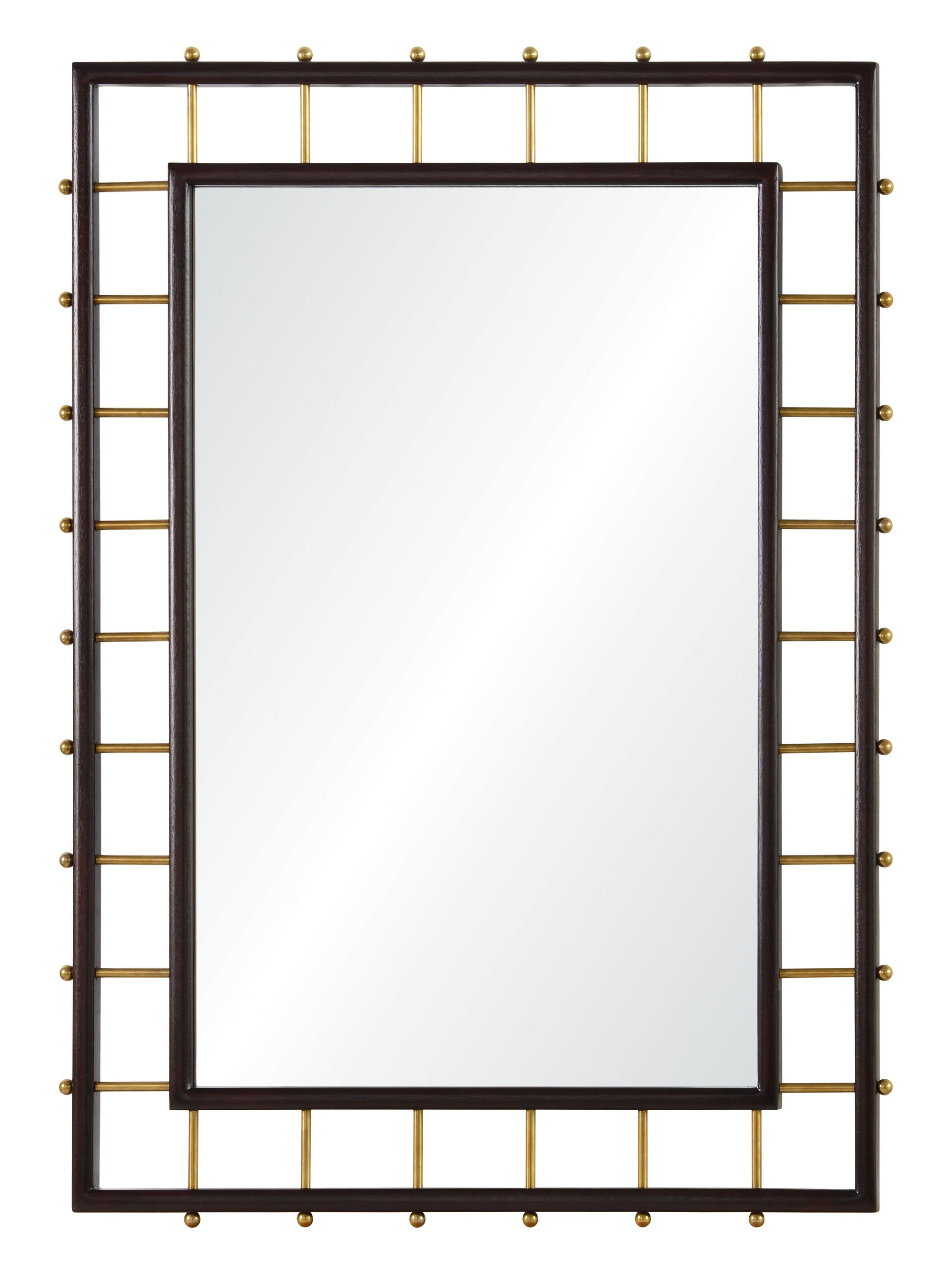 Large Wall Mirror - William Dark Mahogany and Brass and  Mirror by Celerie Kemble | Fig Linens