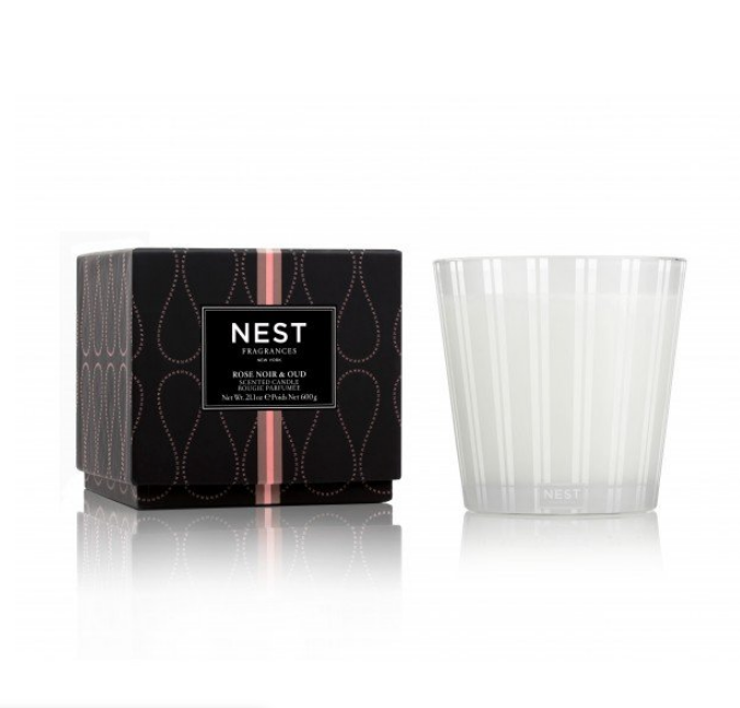 Rose Noir &amp; Oud 3-Wick Candle by Nest | Fig Linens