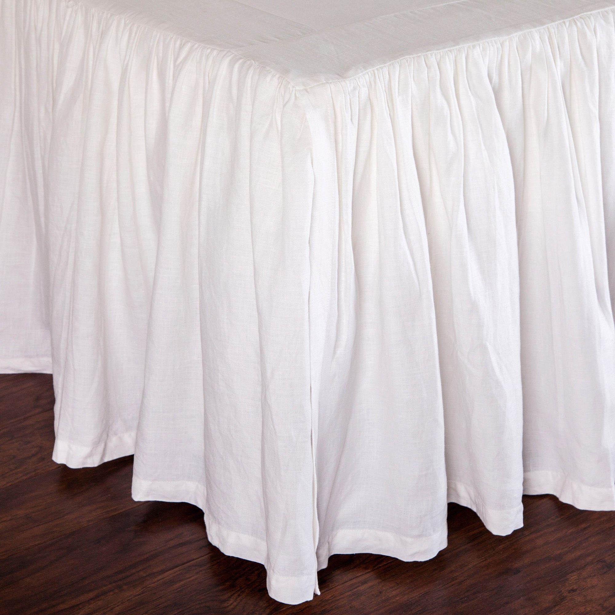 Fig Linens - Pom Pom at Home Bedding - White gathered bed skirt